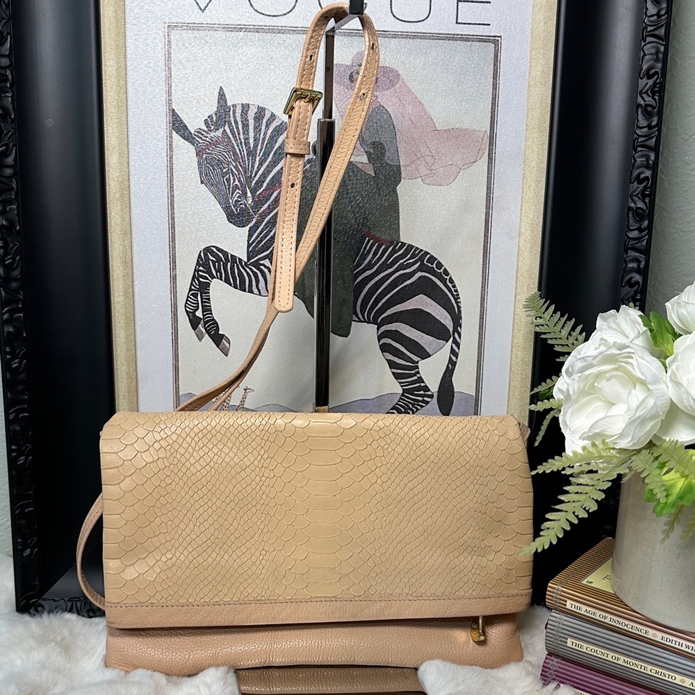 GiGi New York Foldover Snakeskin Crossbody Bag